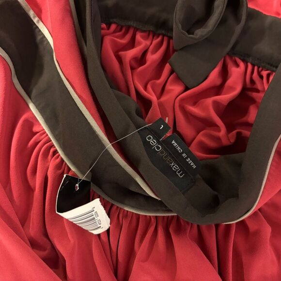 NWT Max and Cleo Meg Coral and Brown Y2K Rockabilly Skater Mini Halter Dress L - Picture 3 of 10